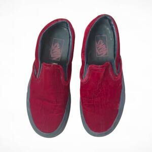 Vans Red Velvet Slip-On Sneakers Women’s 6 | Y2K Skater Girl, Grunge